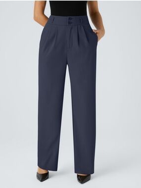 Halara Flex™ High Waisted Zipper Pocket Shirred Straight Leg Work Pants